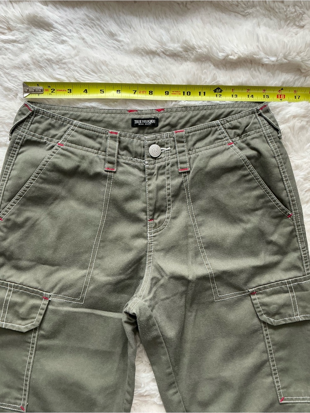 True Religion Olive Green Boyfriend Cargo Jeans - Picture 7 of 9